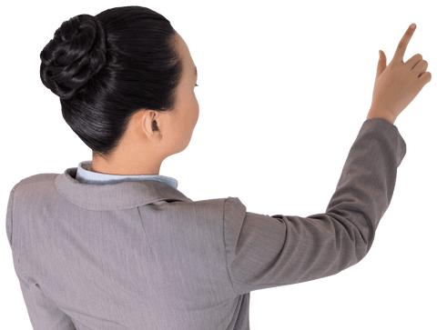 Transparent Back View Asian Businesswoman Pointing - Download Free Stock Videos Pikwizard.com