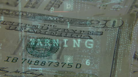 Digital Data Visualization Overlaying US Banknotes