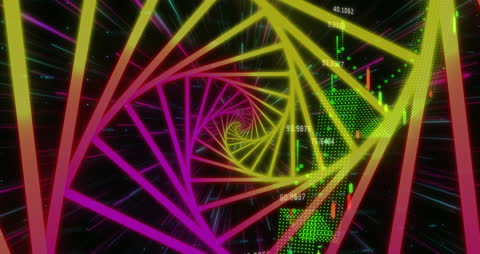 Neon Spiral and Financial Data Visual