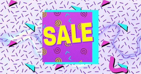 Retro Themed Sale Banner with Abstract Colorful Elements