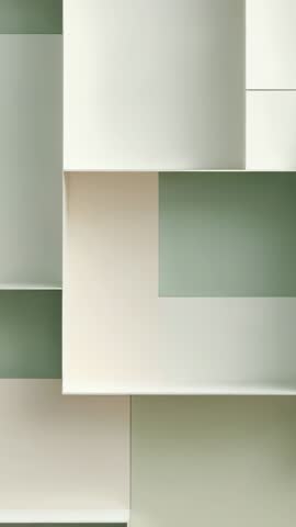 Vertical geometric grid shifting laterally in green and cream minimal abstract animation