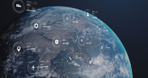 Global Data and Technology Interface Over Earth - Download Free Stock Images Pikwizard.com