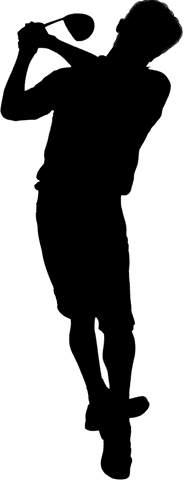 Male Golfer Silhouette Swing on Transparent Background