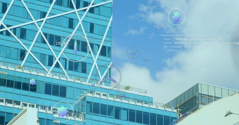 Digital Interface and Data Concept over Urban Office Building - Download Free Stock Images Pikwizard.com