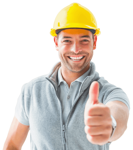 Smiling Construction Worker Giving Thumbs Up on Transparent Background - Download Free Stock Videos Pikwizard.com