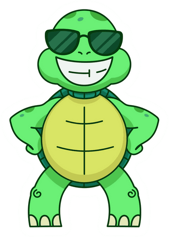 cartoon turtle smiling with sunglasses on transparent background - Download Free Stock Videos Pikwizard.com
