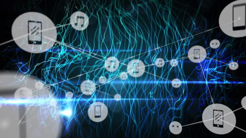 Network of Digital Connections with Icons Display