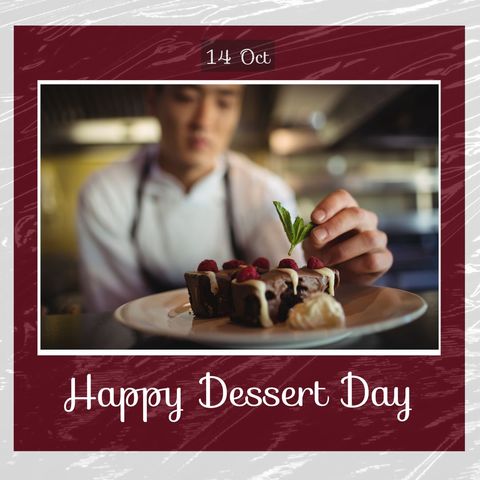 Asian Chef Celebrating National Dessert Day with Elegant Presentation - Download Free Stock Templates Pikwizard.com