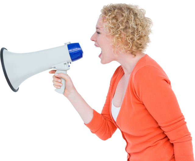 Transparent Woman Using Megaphone for Communication - Download Free Stock Videos Pikwizard.com