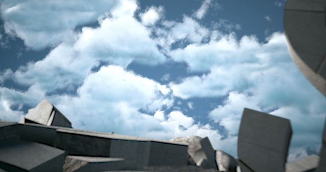 Concrete Rubble with Cloudy Sky Eclipsing Transition and Change - Download Free Stock Images Pikwizard.com