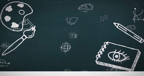 Artistic Education Chalkboard with Mathematics Sketches