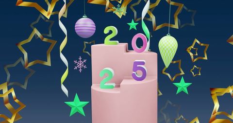 New Year 2025 Celebration with Festive Christmas Decorations