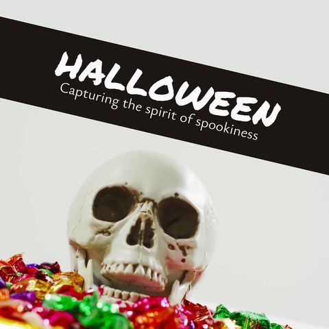 spooky halloween skull with assorted trick or treat candy - Download Free Stock Templates Pikwizard.com