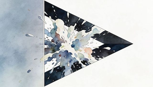 Abstract watercolor triangle burst spilling ink droplets minimalist geometric texture
