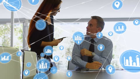 Networking with Digital Icons in Modern Office Environment