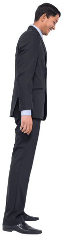 Smiling Biracial Businessman in Side Profile on Transparent Background
