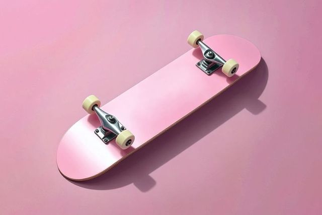 Pastel Pink Skateboard on Minimalist Urban Background
