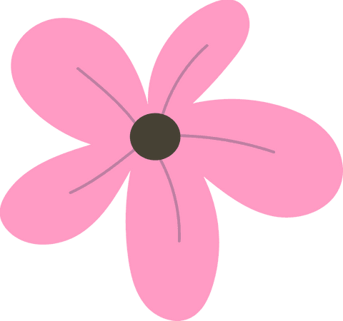 Stylized Pink Flower Illustration on Transparent Background