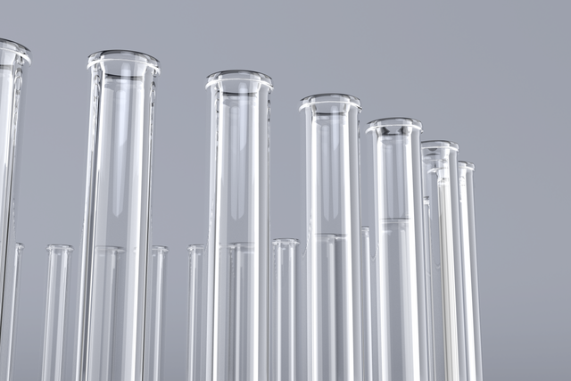 Transparent Laboratory Test Tubes Close-Up on Gray Background - Download Free Stock Videos Pikwizard.com