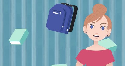 Woman Engaged with Books and Backpacks Discussing Mentoring - Download Free Stock Images Pikwizard.com