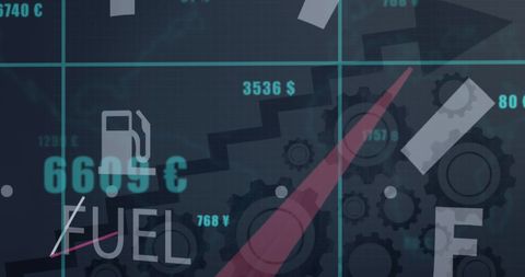 Fuel Gauge with Financial Charts and Currency Symbols - Download Free Stock Images Pikwizard.com