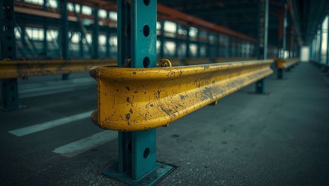 Industrial Yellow Bumper Rail in Urban Parking Garage
