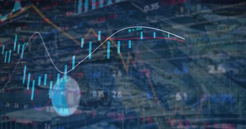 Complex Financial Graphs on Navy Blue Background - Download Free Stock Images Pikwizard.com