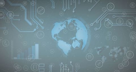 Global Network with Digital Interface Graphics and Growing Charts - Download Free Stock Images Pikwizard.com