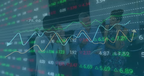 Business Team Analyzing Digital Stock Market Data