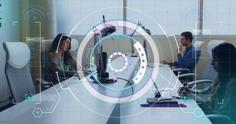 Digital Data Analysis Over Diverse Business Team in Modern Office Setting