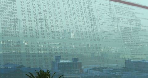Overlay of Binary Code on Urban Skyline Seamlessly Merges Innovation - Download Free Stock Images Pikwizard.com