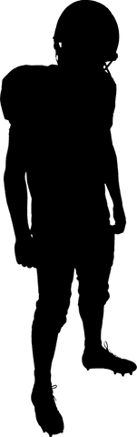 Transparent silhouette of sporty american football player