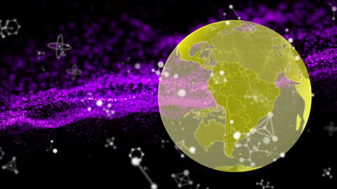 Spinning Globe with Digital Connections on Cosmic Background