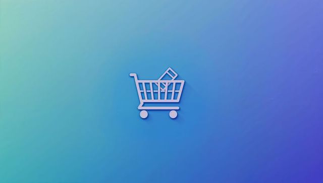 Minimalist digital shopping cart icon on gradient background