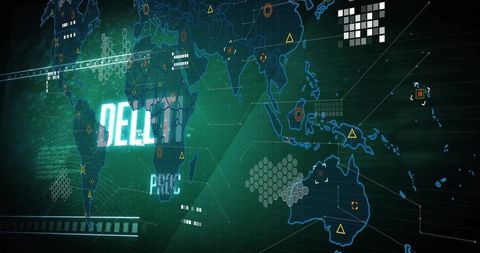 Futuristic Digital Dashboard with Neon World Map Interface