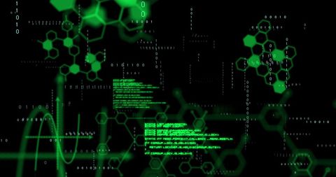 Binary Data and Molecular Structure Digital Interface - Download Free Stock Images Pikwizard.com