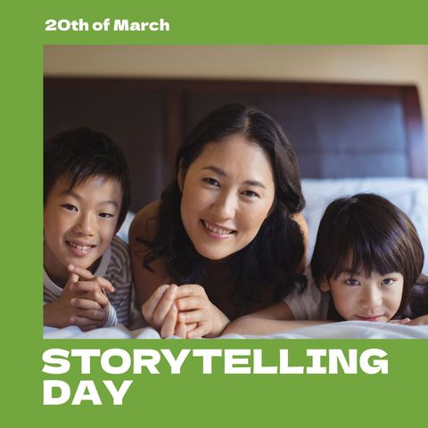 family celebrating storytelling day together at home - Download Free Stock Templates Pikwizard.com