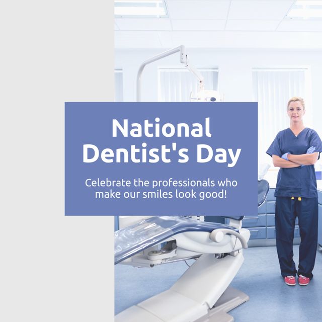 National Dentist's Day Celebration with Female Dentist in Clinic - Download Free Stock Templates Pikwizard.com