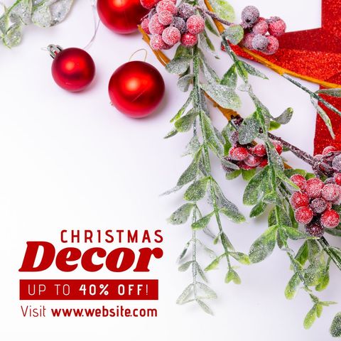 Festive christmas decoration promotion with holly and ornaments
