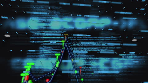 Data Processing Animation with Colorful Graphs on Black Background