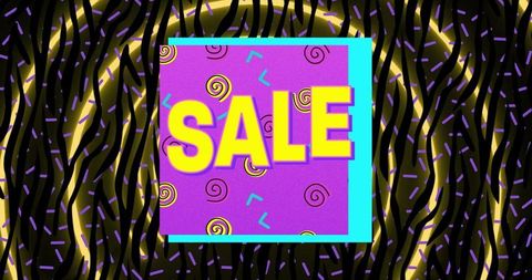 Bold pop art style graphic with prominent sale sign