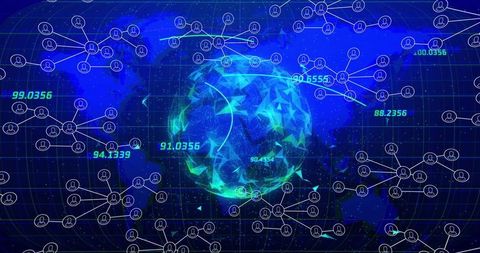 Futuristic global network with digital connectivity and data nodes