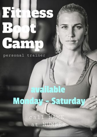 fitness boot camp promotion poster with confident trainer - Download Free Stock Templates Pikwizard.com