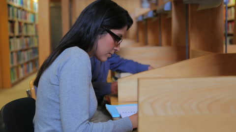 University Students Reading Books in Quiet Library