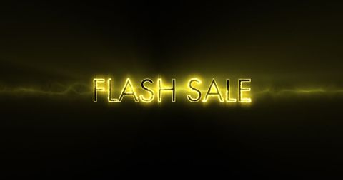 Neon flash sale sign on black background