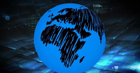 Digital Globe with Data Overlay Representing Global Technology