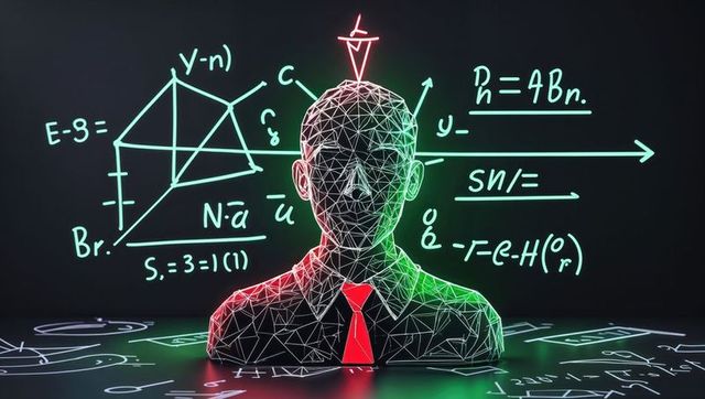 Futuristic Digital Wireframe with Formulas and Graphs