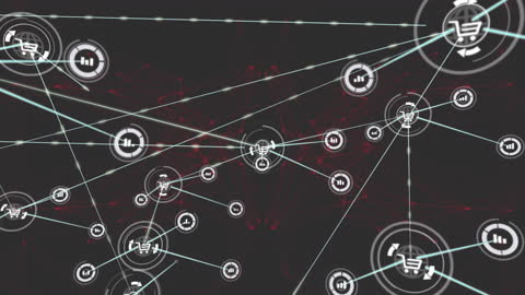 Digital Global Networking with Shopping and Data Icons