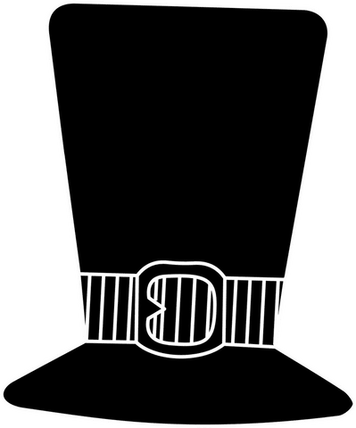 Silhouette of Pilgrim-Style Top Hat on Transparent Background