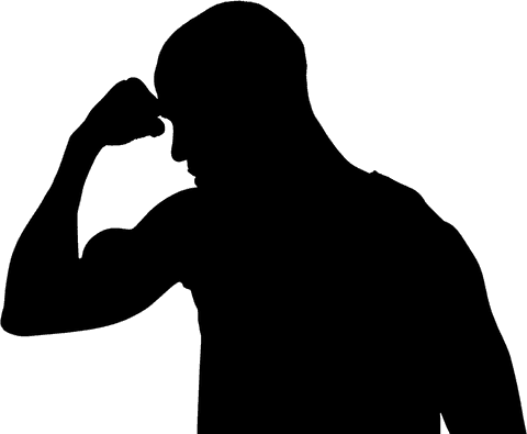 Transparent silhouette of male athlete in standing pose